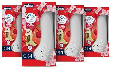 Glade Sense & Spray Air Freshener Holders and Refill, Motion Activated Automatic Odour Eliminator for Home, Floral Cherries, Pack of 4, (4 x Holder and 4 x 18 ml Refill), Packaging May Vary