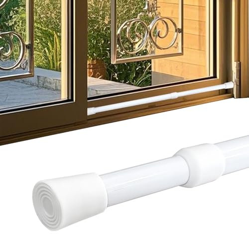 Sliding Door Security Bar, Window Security Bars Adjustable Sliding Door Lock Bars with Rubber Tips, Diameter 1.2 Window Safety Lock Bar Stopper (16''-28'', 1, Count)