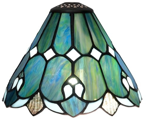 Ersatz-Lampenschirm im Tiffany-Stil, 20,3 cm, Buntglas-Deckenlampenschirm, blauer Regenschirm, Blume, handgefertigt, kleiner Lampenschirm for Nachttischlampen, Pendelleuchten, Kronleuchter