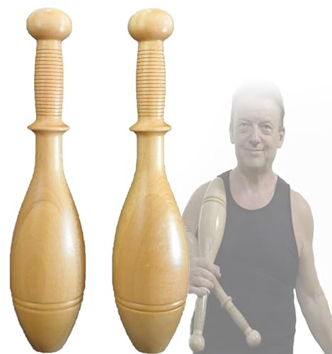 YXKJZHF 2lb Solid Wood Exercise Club Bells Exercise Club for Strength Training Full Body Workout and Rehabilitation Wood Indian Clubs