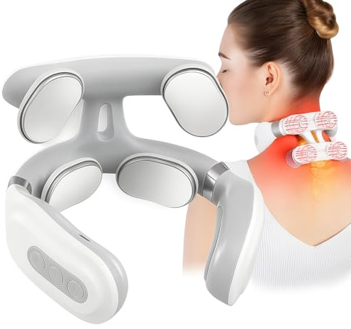 Magic Pro 2.0 Neck Massager – Electric Heated Cervical Spine Massager with 4-Head Design, Vibration & Hot Compress, 6 Modes & 14 Levels for Neck & Shoulder Pain Relief – Home, Office, Travel Use