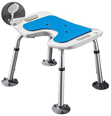 HTTGDGDH Chaises De Douche pour Seniors, Tabourets Et Bancs De Douche pour Douche Intérieure, Pieds Réglables avec Poignée Et Support De Pommeau De Douche pour Baignoire, Siège D(Grandes Ventouses