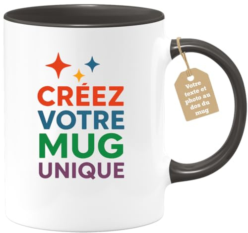 quotedazur Café-Croissant - Mug Personnalisable Homme Femme Photo Écriture Phrase Texte Logo Dessin Motif Tasse Café Personnalisée Recto Verso Prénom Cadeau Anniversaire Collègue Retraite