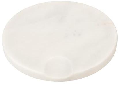 Evideco Round White Marble Soap Dish – 4.8 x 4.8 x 0.8 Inches – Natural Stone Bathroom Accessory with Drain Groove – Elegant Countertop Holder for Bar Soap, Vanity, or Sink