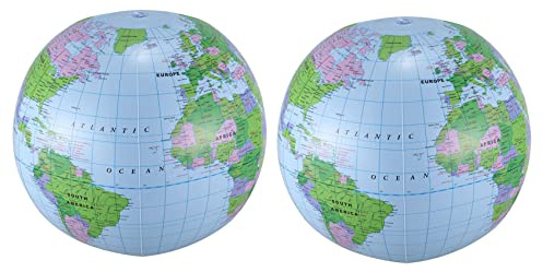 Rastapulz 2 x uppblåsbara leksaker, glob, utbildning, geografi, karta, ballong, vattenboll, 40 cm