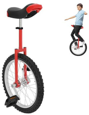 LKHDONG Unicycle Vélo Unicycle 18 Unisexe Entraînement Équilibre Vélo Monocycle avec poignées Hauteur réglable 73-85 cm Charge max. 75 kg (rouge)