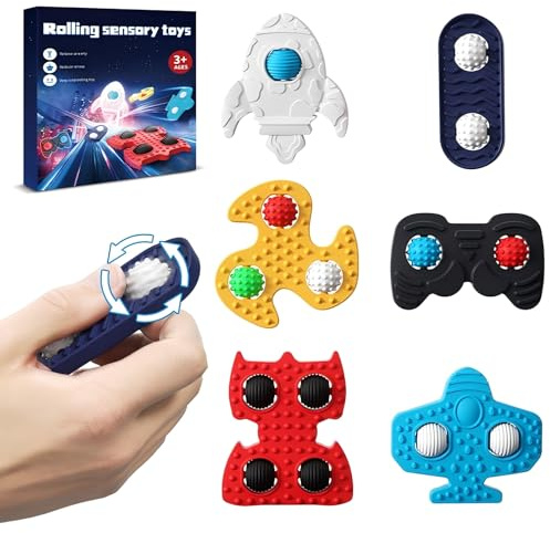 Fidget Toys Set 6er – ADHS-Spielzeug & Handschmeichler für Kinder | Leises Anti-Stress- & Sensorikspielzeug aus Silikon mit Handkreisel und Roller – für Schule, Klassenraum, Reise, ab 3 Jahren