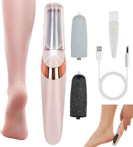 Electric Foot File Hard Skin Remover for Feet, Rechargeable Callus Remover for Feet with Dual Speed, LED Light, 2 Roller Heads for Smooth Heels & Dry Skin Care