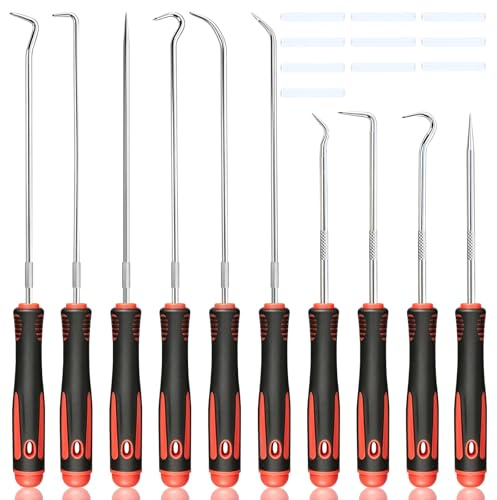 SPOKKI 10-Teilig Pick und Haken Set,Robust Wellendichtring Werkzeug, Universal Präzisions-Haken 24 cm und 16,5 cm für O-Ringe O-Ring Dichtung Auto Schläuchen Demontage Werkzeug