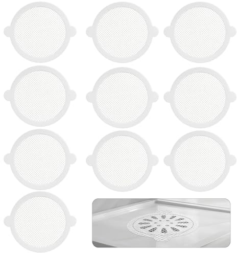 Solvio 10 Pack Disposable Shower Drain Hair Catcher Mesh Stickers, Pet Hair Catcher & Sink Strainer with Strong Waterproof Adhesive, Round Drain Cover for Bathroom, Bathtub, Kitchen