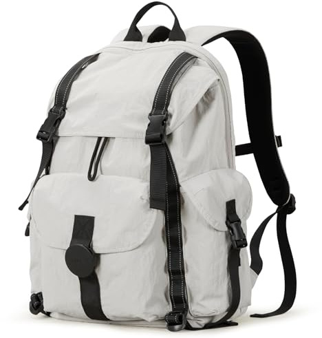 mixi 18 Inch Carry On Travel Backpack for Women Men,Flight Approved Cabin Backpack 22L,Water resistant Backpack Fits 16 Inch Laptop,Lightweight Hiking & Business Daypack with Chest Strap,Light Gray