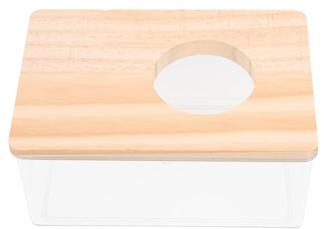 Mikikit Hamster Sandbadewanne aus Acryl mit Abdeckung und Loch Leicht zu Reinigen und Aufzubewahren als Haustierbadewanne für Kleine Kleintiere und Mäuse