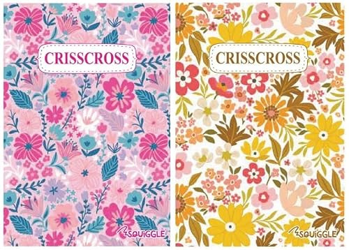 BG Travel Size 7x5 Floral Cover Puzzle Books, Crossword, Wordseach, Sudoku, Criss Cross - Choose Your Set of 2 (CRISS CROSS)