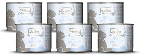 MjAMjAM Kitten Nassfutter für Katzen, Huhn & Wildlachs, 6er Pack (6 x 200g) | Getreidefreies Premium Alleinfuttermittel mit extra viel Fleisch für Kitten