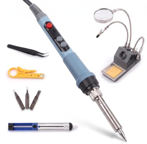Set di saldatori ad alte prestazioni, 100 W, riscaldamento rapido, regolazione 180 ℃-500 ℃, kit di saldatura portatile per elettronica e lavori elettrici fai da te