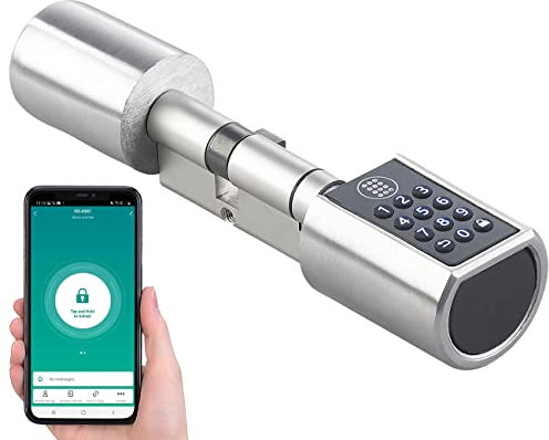 VisorTech Zahlenschloss Tür: Elektronischer Tür-Schließzylinder mit Zahlencode, Bluetooth & App (Schließzylinder Codeschloss, Schließzylinder Zahlenschloss, Elektronische Türschloss)