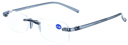 I NEED YOU LIGHT, G67000, Randlose Brille aus Kunststoff mit Etui, grau, 1 Dioptrien