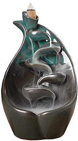 AUNMAS Keramik Räuchergefäß Drache Keramik Wasserfall Räucherstäbchenhalter Rauch Rückfluss Räuchergefäß für Home Office Ornament
