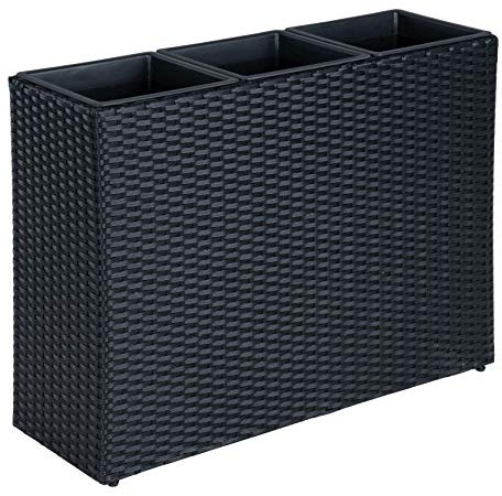 ESTEXO Pflanzkübel Blumentopf Poly Rattan Blumenkübel Hochbeet Übertopf Gartenmöbel (Schwarz)