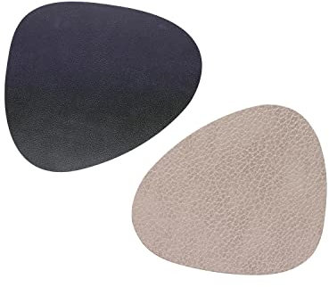 LindDNA Glasuntersetzer Curve wendbar aus recyceltem Bull Leder in der Farbe Warm Grey/Black mit Einer Größe von 11x13cm, 990287
