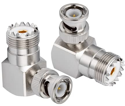 Vecys CB Funk Adapter SO 239 UHF Buchse auf BNC Stecker, rechtwinkliger 90-Grad-Antennenadapter für CB-Antenne Amateurfunk Walkie Talkie Handfunkgerät Funkgerät PL259 Koax (2 Stück)