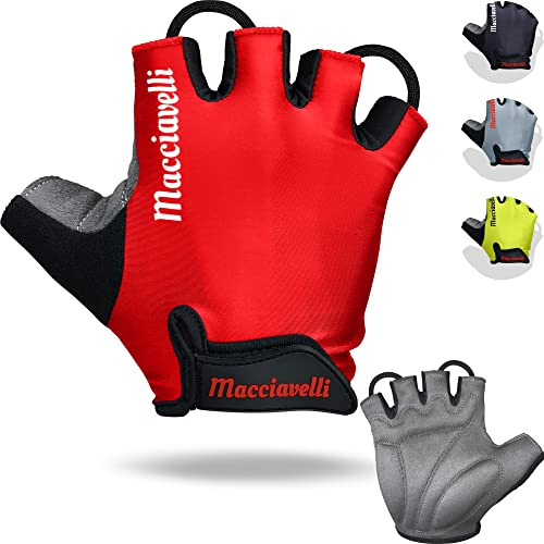 MACCIAVELLI® Gants de Cyclisme Homme Femme – Gant Vélo VTT – pour Vélos de Route et de Montagne - Gants Cycliste Demi Doigt - Cycling Gloves