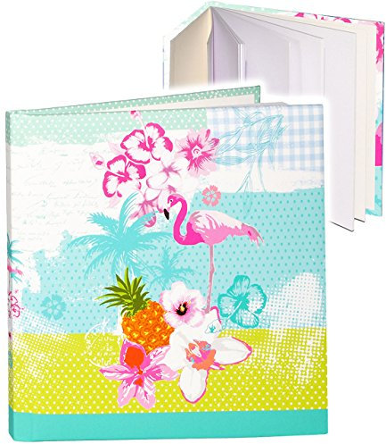 alles-meine.de GmbH Notizbuch/Tagebuch - Flamingo & Hibiskus Blume - Hawaii - blanko weiß - 96 Seiten - Dickes Buch gebunden - Reisetagebuch/Poesiealbum - Softcover/Fot..