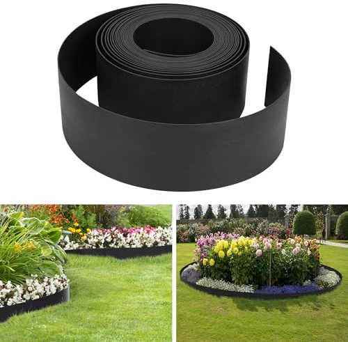Randaco Bordure de pelouse, noire, longueur : 20 m, hauteur : 10 cm, pour jardin, parterres de fleurs, allées de jardin, délimitation de pelouse, en plastique 100 % recyclé