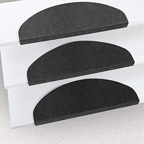 XUANYU Stufenmatte, selbstansaugend, Stufenmatte, nicht klebend, PVC, Treppenmatte aus Polyester, Stufenmatte, zuschneidbar, 65 × 21 cm, 15-teiliges Set, Schwarz