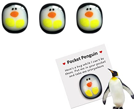 TeTupGa Little Pocket Penguin Hug, 3 PCS Mini Animal Pocket Hug Glass Mini Penguin Toy Gifts Cute Ornament For Birthday Wedding Party Valentine