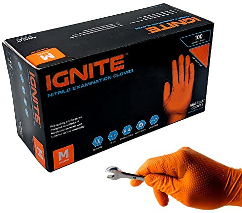 Motor Trade Parts Nitrile Gloves Orange (Latex-free) (Medium)