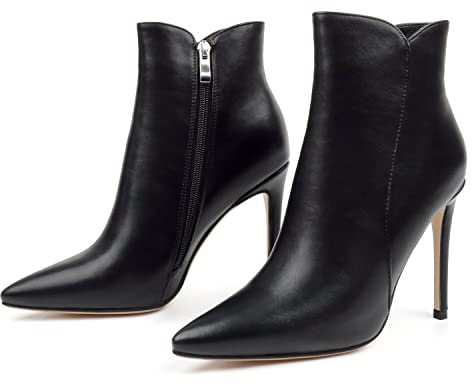 Joy in Love Women's Ankle Boots 4 inch Stiletto High Heels Pointed Toe Zipper Boots Black US 8.5