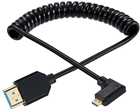 Cavo a spirale Gold Micro HDMI a HDMI 2.1, 8K@60Hz 4K@120Hz 48Gbps Ultra sottile Hdmi maschio a micro Hdmi maschio a cavo a molla maschio, supporto HDR 4FT/1,2Meter