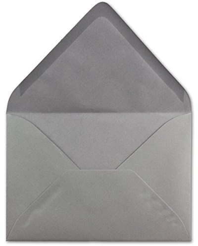 50 DIN C6 Briefumschläge Grau - 11,4 x 16,2 cm - 120 g/m² Nassklebung Brief-Hüllen ohne Fenster für Einladungen von Ihrem Glüxx-Agent