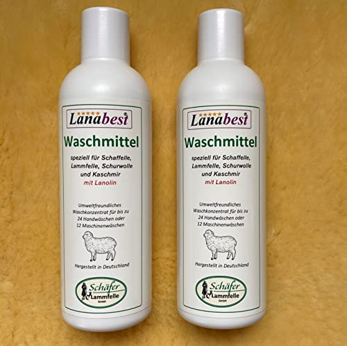 LanABEST - Detersivo per pelli di agnello, lana vergine e cashmere, concentrato per un massimo di 12 lavaggi in lavatrice o 24 a mano. 240 ml