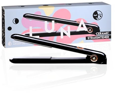 Luna Ceramic Hair Straighteners with 38% Larger Argan Oil-Infused Plates - One Pass for Sleek Straight + Curls & Waves - Up to 230℃ for a Smooth Finish - Top Hair Straighteners for Women