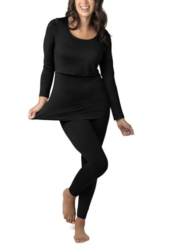 Kindred Bravely Jane Maternity Pajamas & Postpartum Lounge Sets for Women, Long Sleeve Nursing Pajamas (Black, 1X)
