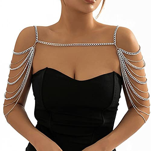 Dinntty Punk-Schulterkette, modische Körperketten, Quaste, geschichtete Oberarmkette, Bikini-Kette, Rave-Party-Körperschmuck