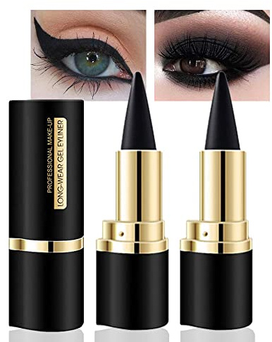 evpct 2Pcs Natural Black Eyeliner Cream Gel Eyeliner Pencil, Black Eye Liner Pencils for Older Women, Waterproof Eyeliners Pencil for Witch Halloween Goth Make up set, Eyeshadow Palette lapiz de ojos
