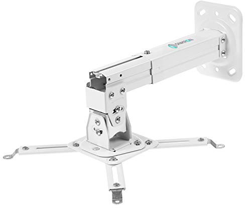 ONKRON Supporto Proiettore a Soffitto - Fissaggio & Gancio per Videoproiettore con Carico fino a 10 kg - Ragno per Porta Proiettore da Soffitto Universale/Asta Videoproiettore Girevole K3A-W Bianco