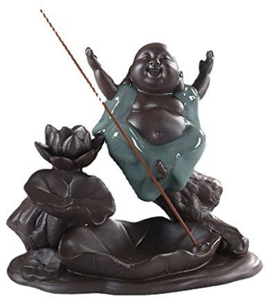 MOOWI Weihrauchbrenner Waterfall Incense Burner Ceramic Backflow Buddha Incense Holder Censer Home Decor Buddhist Incense Censer Office Yoga Teahouse Zen Ornaments Räucherstäbchenhalter Zen Dekor