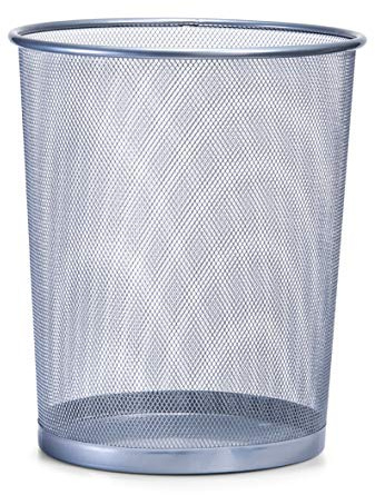 Basera Papierkorb Mülleimer, 35 x Ø29,5 cm (silber) | Metallgeflecht, Rund, Für Büro, Bad, Jugendzimmer & Kinderzimmer
