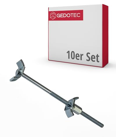 Gedotec Möbelverbinder-Schrauben | 10 Stück - Verbindungsschraube 120 mm Massiv-Holzverbinder aus Stahl | Möbel-Verbinder mit M6 Gewinde | Eckverbinder mit Bohrmaß: 60-69 mm | Arbeitsplatten-Verbinder