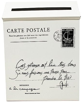 BESTonZON Vintage Briefkasten Wanddekoration Postkasten Mit Briefdruck Beige Weiß Dekorativer Foto-requisit Für Zuhause Robuster Retro-Stil Wandbriefkasten Aus Eisen