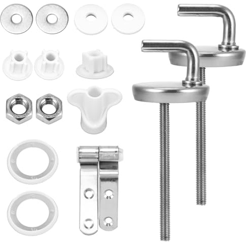 Stainless Steel Toilet Seat Hinge Replacement Kit with Fittings - Universal Repair Parts for Most Standard Toilets