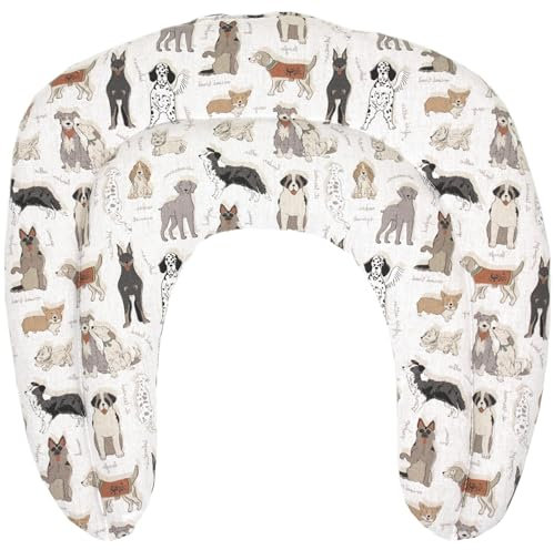 Johanniskern Grain Neck Pillow with Chambers, Organic Fabric, Love Dogs, Neck Pillow, Heat Cushion for Neck