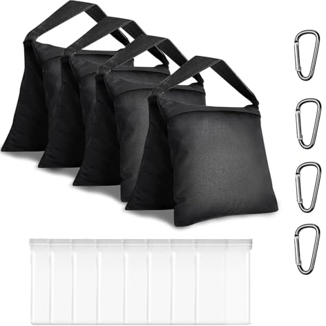 Fatazoii Heavy Duty Sandbags, Light Stand Counterweight Sand Bag, Studio Saddle Weight Bags Designed for Photo Studio, C stand, Photography, Live Recording - (Black - 4 Packs)