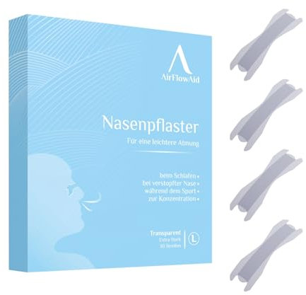 Nasenpflaster transparent/schwarz, M, L, extra stark, besser atmen, anti Schnarchen - 30 Streifen