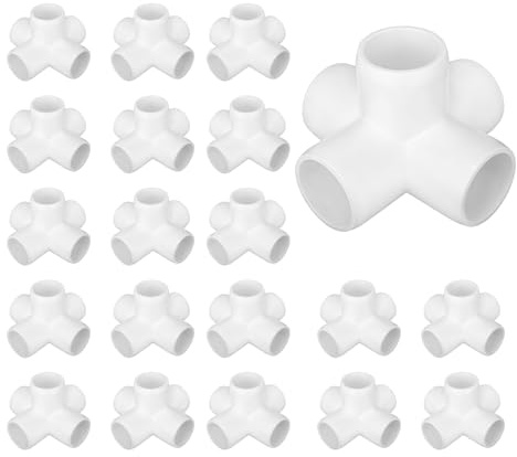 20-Pack 1/2 inch 5 Way PVC Fitting Elbow Furniture Grade Pipe Connector for DIY PVC Shelf Greenhouse Support Structure Frame
