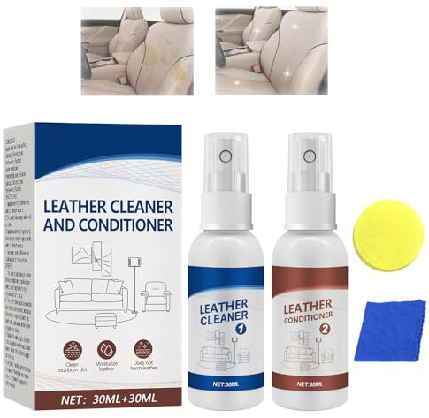 HASAIKA® Set per la Cura della, Kit per la Cura dei mobili in Pelle, Detergente Pelle, Adatto a Tutti i mobili in Pelle, all'abbigliamento, alle Calzature, alle Borse e agli Interni delle Auto